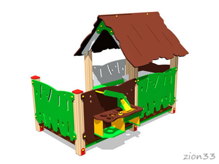 Детский игровой домик «Хижина с кухней» эскиз