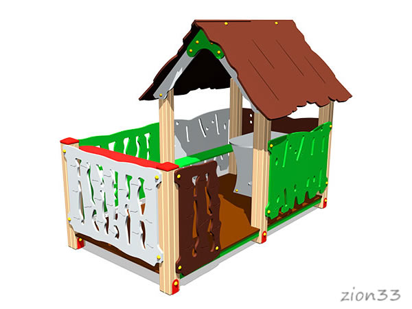 Детский игровой домик «Хижина с оградой»